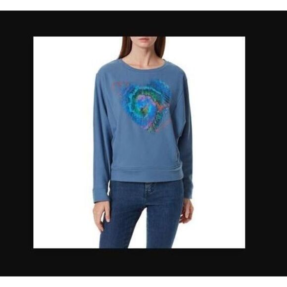 Frayed Jeans Women's Sz XL Coronet Blue Tie Dye Graphic Pullover Sweatshirt - Picture 11 of 11
